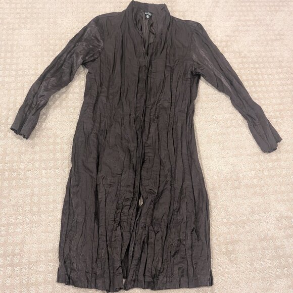 Eileen Fisher Metallic Crinkle Jacket Button Down Coat Brown - Women sz M - Picture 1 of 4